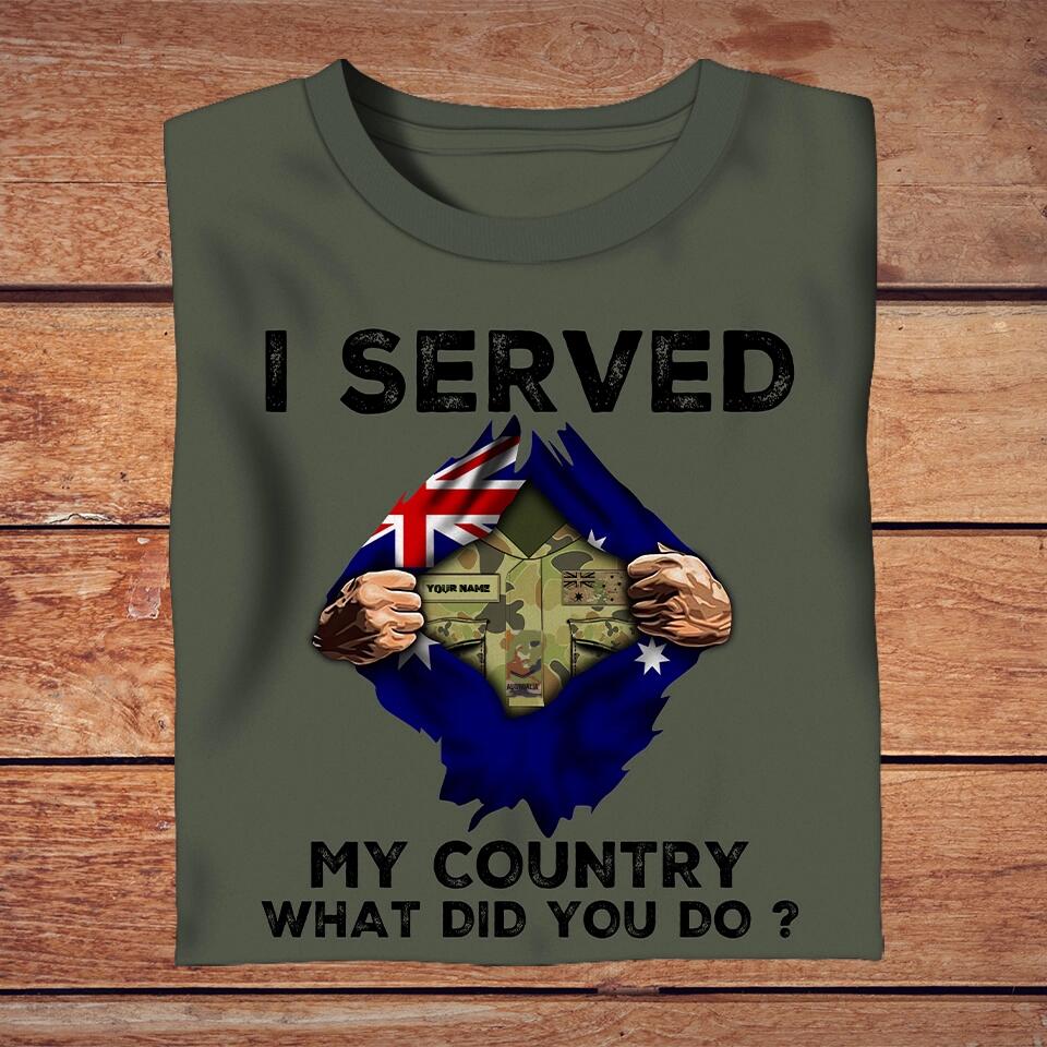 Personalized Australian Solider/ Veteran Camo With Name And Rank T-Shirt - I Served My Country - 16765920