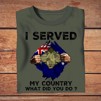 Personalized Australian Solider/ Veteran Camo With Name And Rank T-Shirt - I Served My Country - 16765920