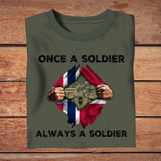 Personalized Norway Solider/ Veteran Camo With Name And Rank T-Shirt - Always A Soldier - 2002230001