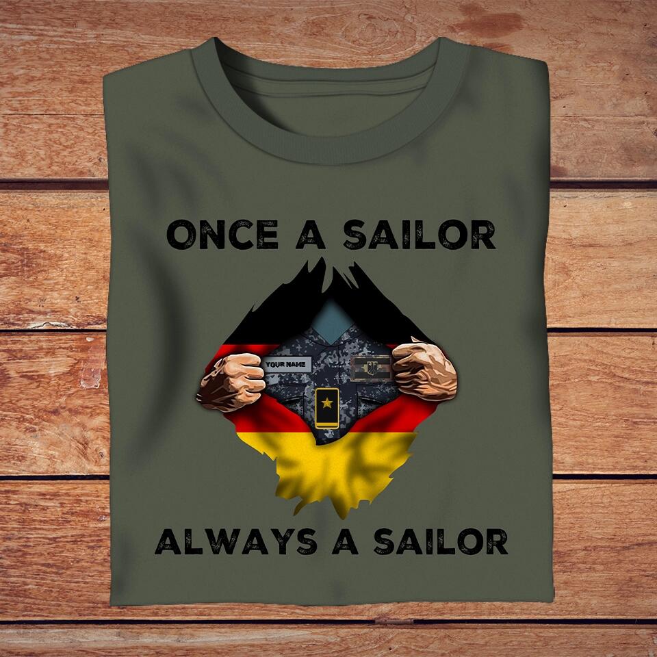 Personalized German Solider/ Veteran Camo With Name And Rank T-Shirt - Always A Soldier - 2002230001