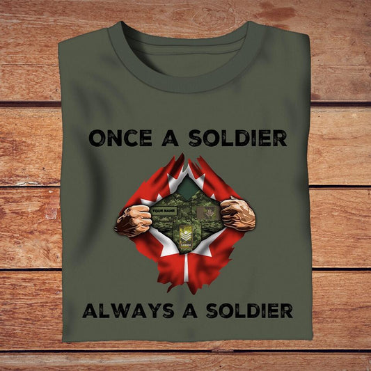 Personalized Canada Solider/ Veteran Camo With Name And Rank T-Shirt - Always A Soldier - 2002230001