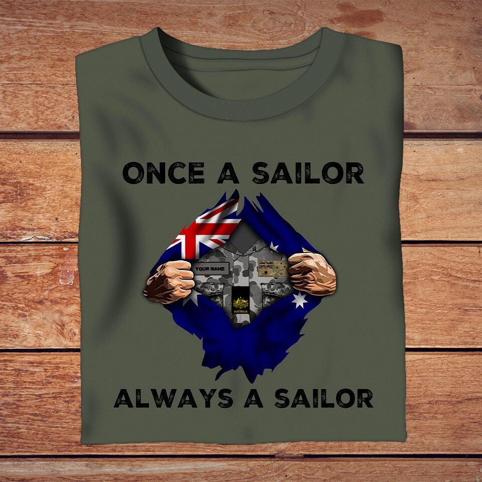 Personalized Australian Solider/ Veteran Camo With Name And Rank T-Shirt - Always A Soldier - 16768512