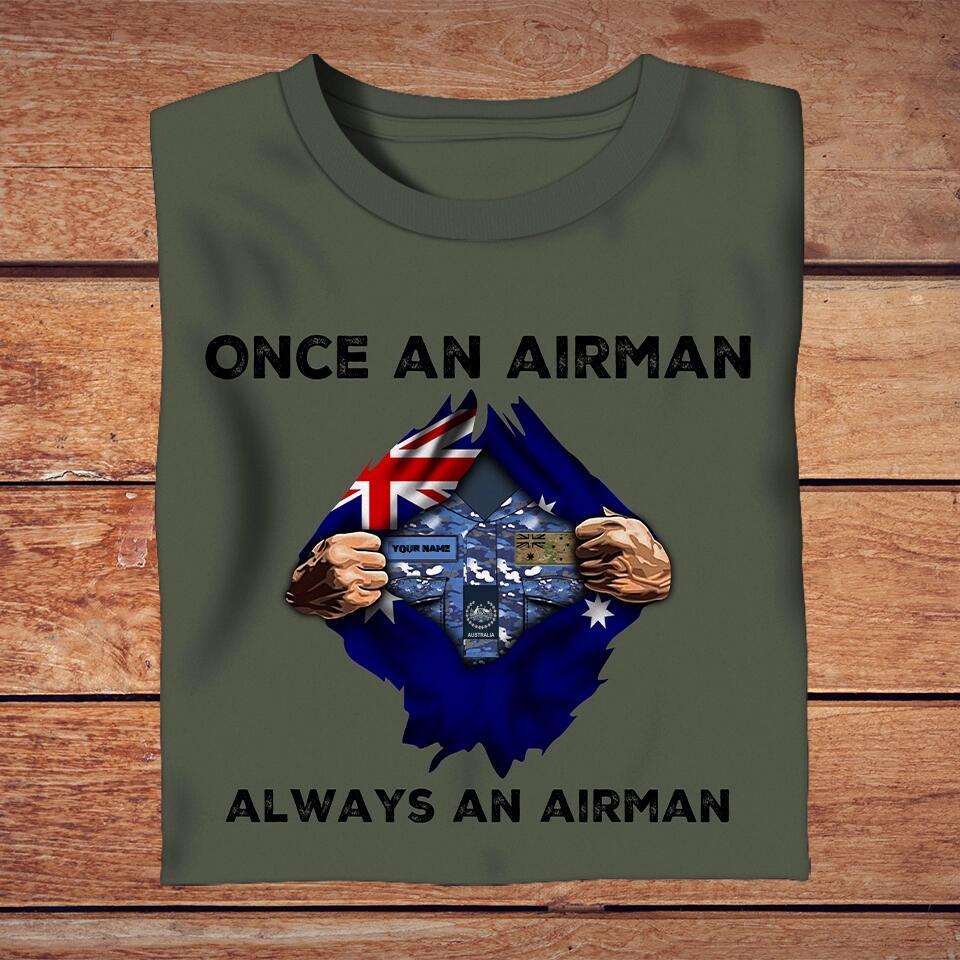 Personalized Australian Solider/ Veteran Camo With Name And Rank T-Shirt - Always A Soldier - 16768512
