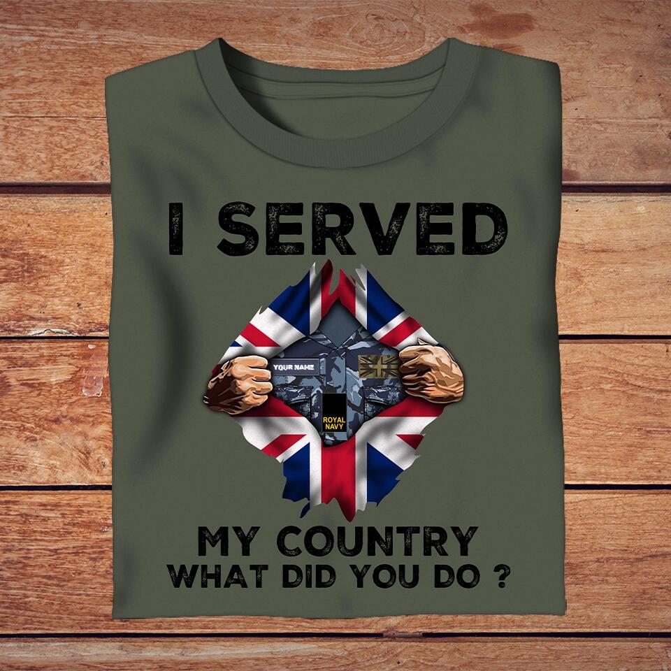 Personalized United Kingdom Solider/ Veteran Camo With Name And Rank T-Shirt - I Served My Country - 16453152