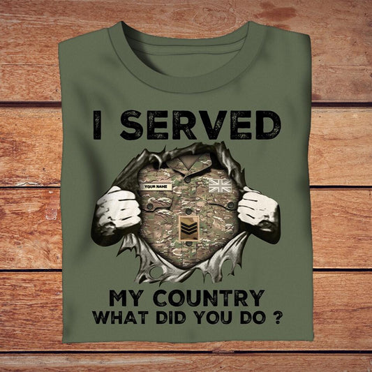 Personalized United Kingdom Solider/ Veteran Camo With Name And Rank T-Shirt - I Served My Country - 1645315201