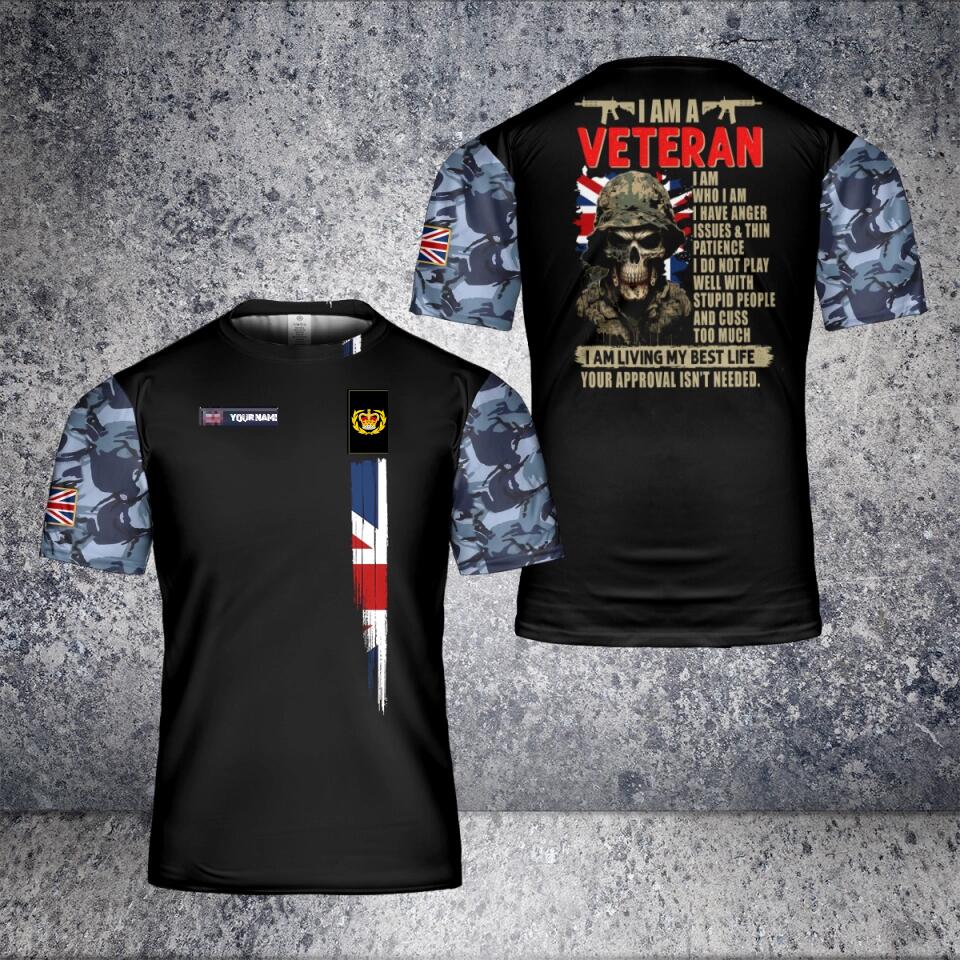 Personalized British Solider/ Veteran Camo With Name And Rank T-Shirt 3D Printed - 2702230001