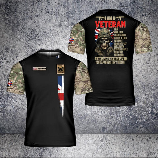 Personalized British Solider/ Veteran Camo With Name And Rank T-Shirt 3D Printed - 2702230001