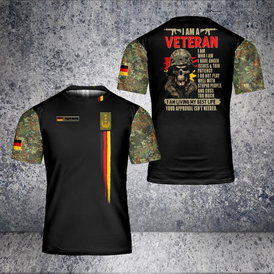 Personalized German Solider/ Veteran Camo With Name And Rank T-Shirt 3D Printed - 2401240001