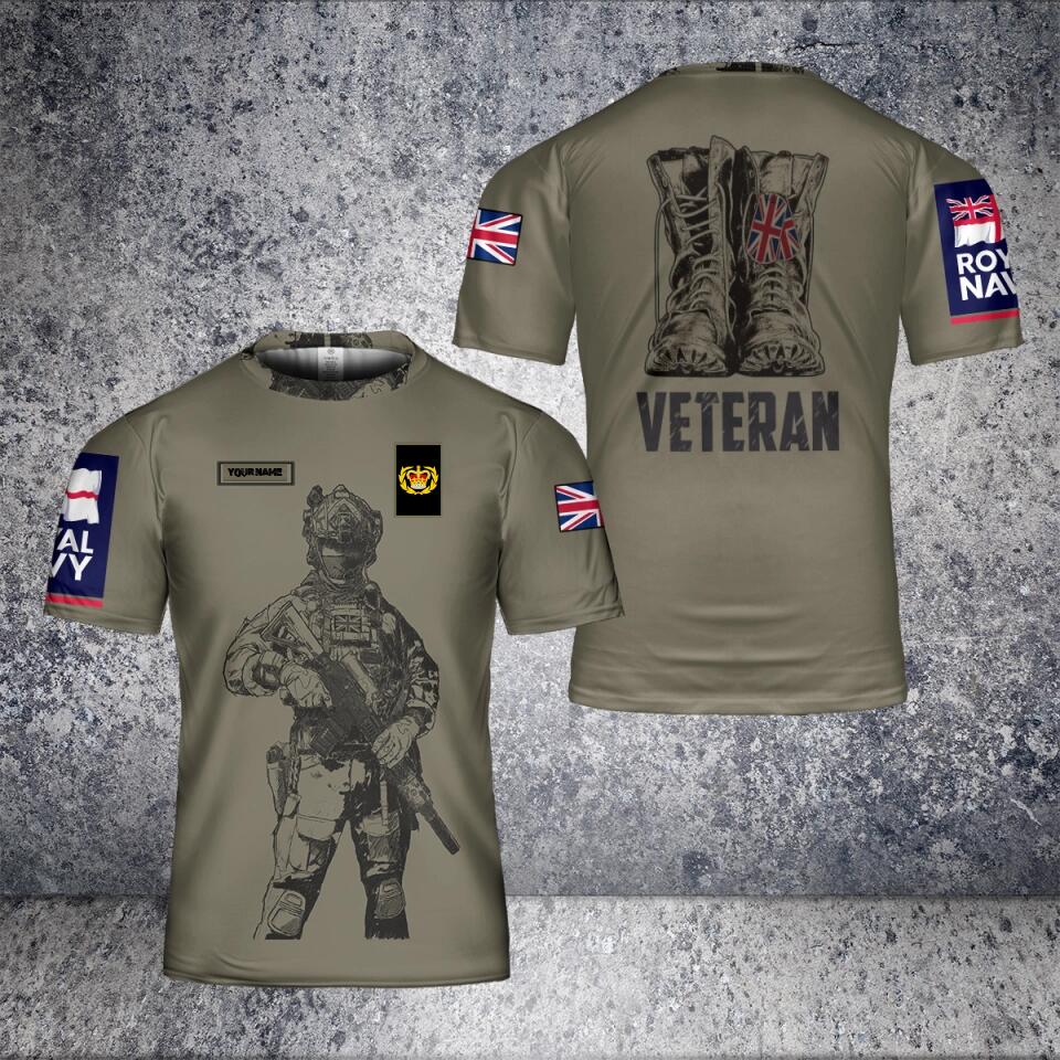 Personalized UK Solider/ Veteran Camo With Name And Rank T-Shirt 3D Printed - 2601240001