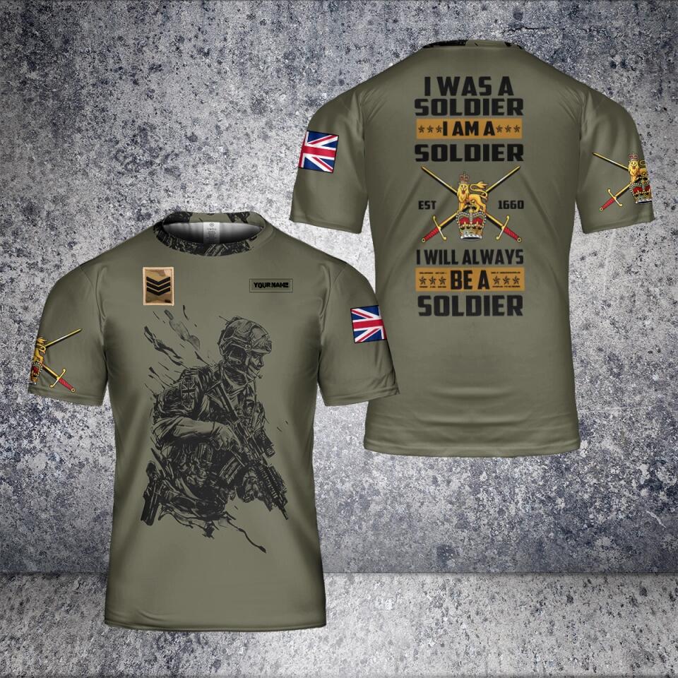 Personalized UK Solider/ Veteran Camo With Name And Rank T-Shirt 3D Printed - 1677628802