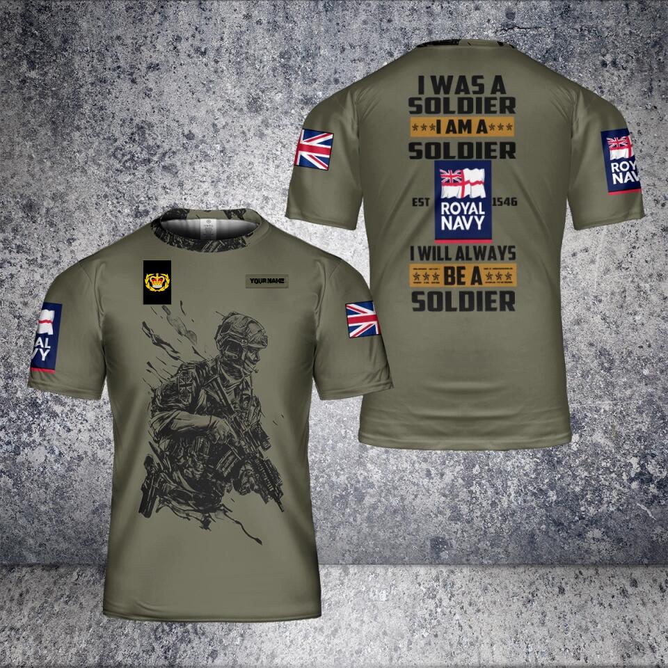 Personalized UK Solider/ Veteran Camo With Name And Rank T-Shirt 3D Printed - 1677628802
