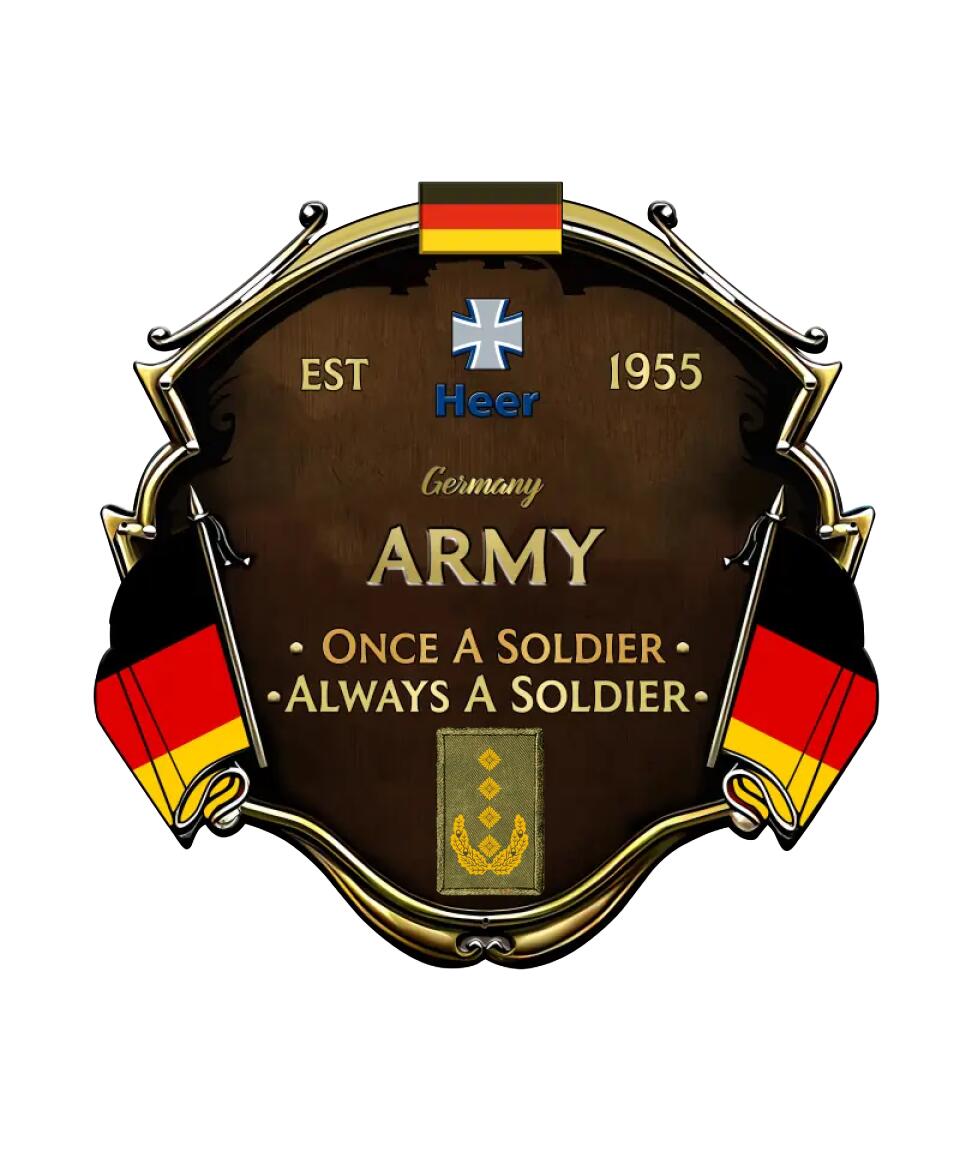 Personalized Rank German Soldier/Veterans Camo Cut Metal Sign - 1677628801
