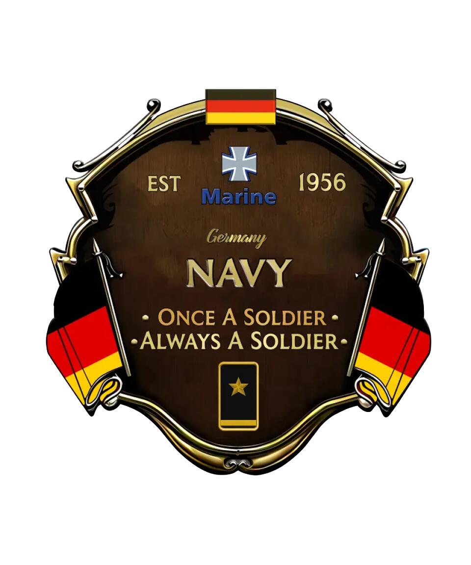 Personalized Rank German Soldier/Veterans Camo Cut Metal Sign - 1677628801