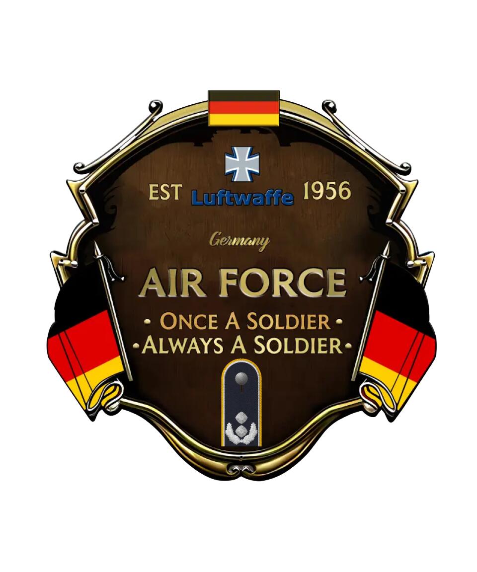 Personalized Rank German Soldier/Veterans Camo Cut Metal Sign - 1677628801