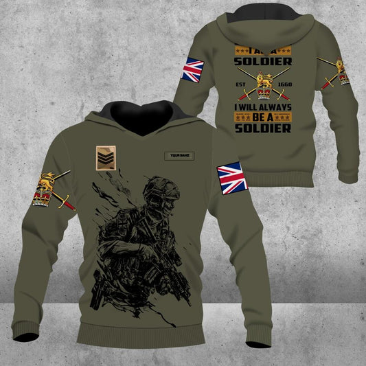 Personalized UK Solider/ Veteran Camo With Name And Rank Hoodie 3D Printed - 0103230003