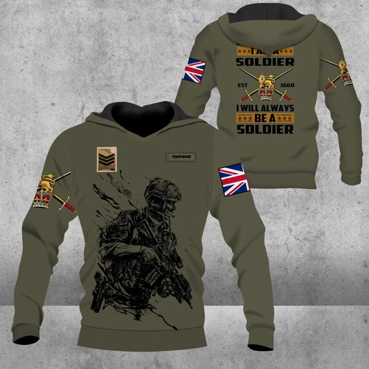 Personalized UK Solider/ Veteran Camo With Name And Rank Hoodie 3D Printed - 1677628802