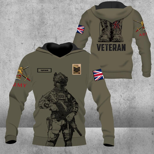 Personalized UK Solider/ Veteran Camo With Name And Rank Hoodie 3D Printed - 0103230002