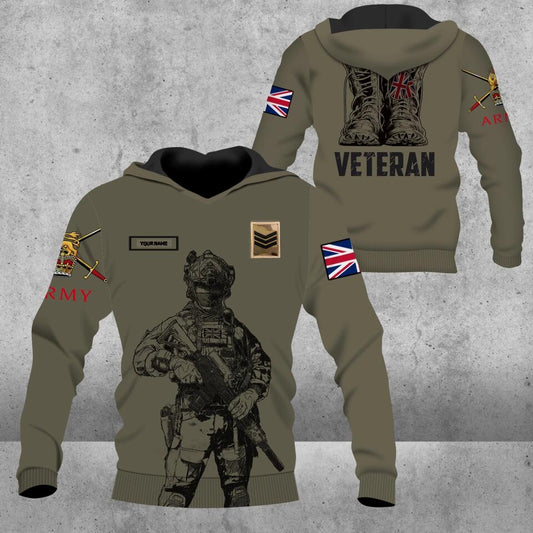 Personalized UK Solider/ Veteran Camo With Name And Rank Hoodie 3D Printed - 1677628801