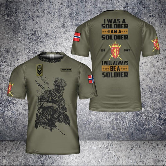 Personalized Norway Solider/ Veteran Camo With Name And Rank T-Shirt 3D Printed - 1701240001