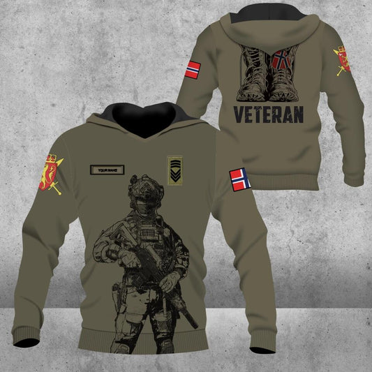 Personalized Norway Soldier/ Veteran Camo With Name And Rank Hoodie 3D Printed - 0103230002