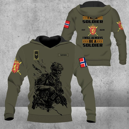 Personalized Norway Soldier/ Veteran Camo With Name And Rank Hoodie 3D Printed - 0103230003