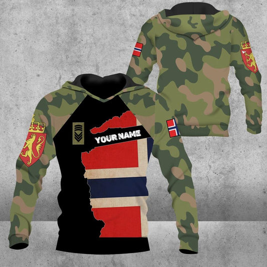Personalized Norway Soldier/ Veteran Camo With Name And Rank Hoodie 3D Printed - 1303230001