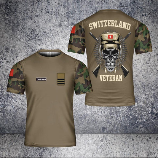 Personalized Swiss Solider/ Veteran Camo With Name And Rank T-Shirt 3D Printed - 2501240001