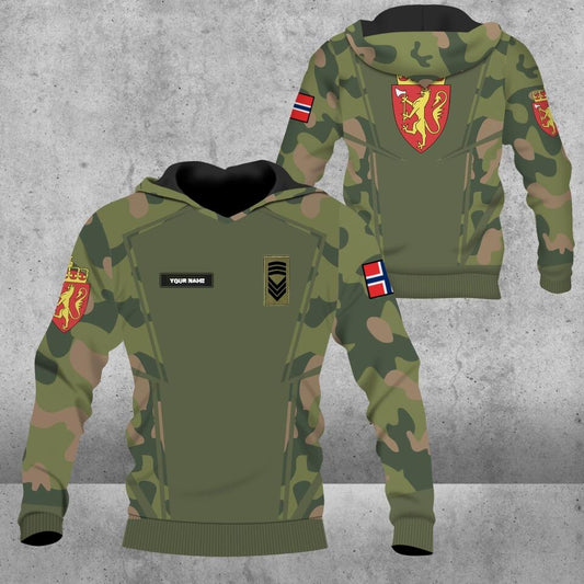 Personalized Norway Soldier/ Veteran Camo With Name And Rank Hoodie 3D Printed - 1403230001