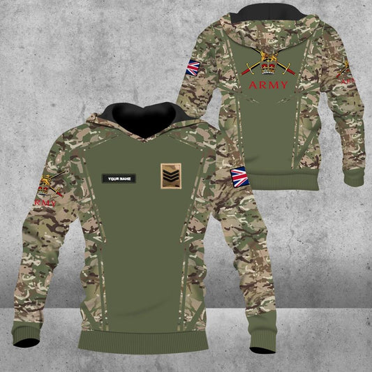 Personalized UK Soldier/ Veteran Camo With Name And Rank Hoodie 3D Printed - 1403230001