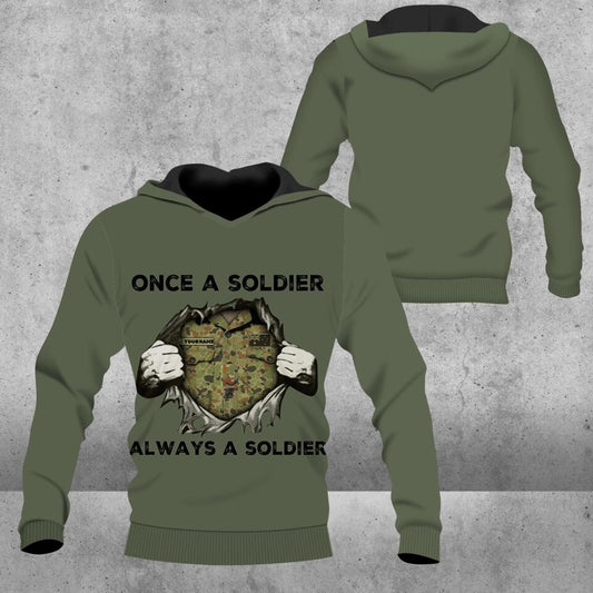 Personalized Australian Solider/ Veteran Camo With Name And Rank Hoodie - Once A Soldier Always A Soldier -1302230002