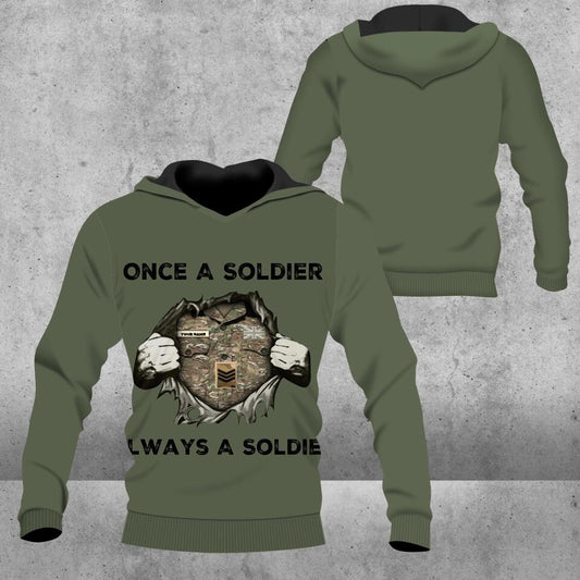 Personalized United Kingdom Solider/ Veteran Camo With Name And Rank Hoodie - Once A Soldier Always A Soldier - 2502230003