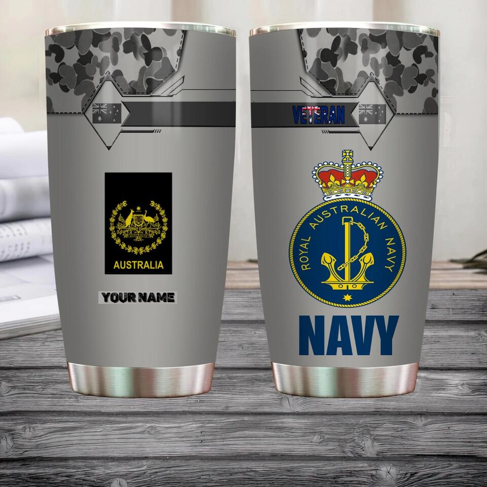 Verre personnalisé à motif camouflage pour vétéran/soldat australien avec rang et nom, imprimé sur toute la surface 0302240001