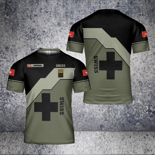Personalized Swiss Solider/ Veteran Camo With Name And Rank T-Shirt 3D Printed - 2601240002