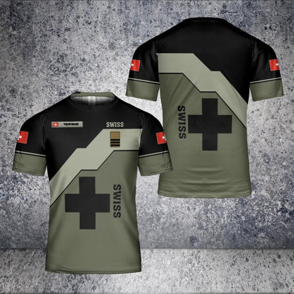 Personalized Swiss Solider/ Veteran Camo With Name And Rank T-Shirt 3D Printed - 1706227201