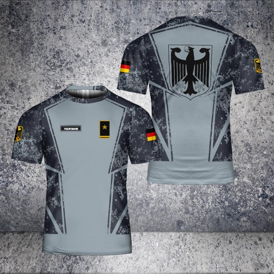 T-shirt personnalisé avec camouflage de soldat/vétéran allemand avec nom et grade imprimé en 3D - 0502240003