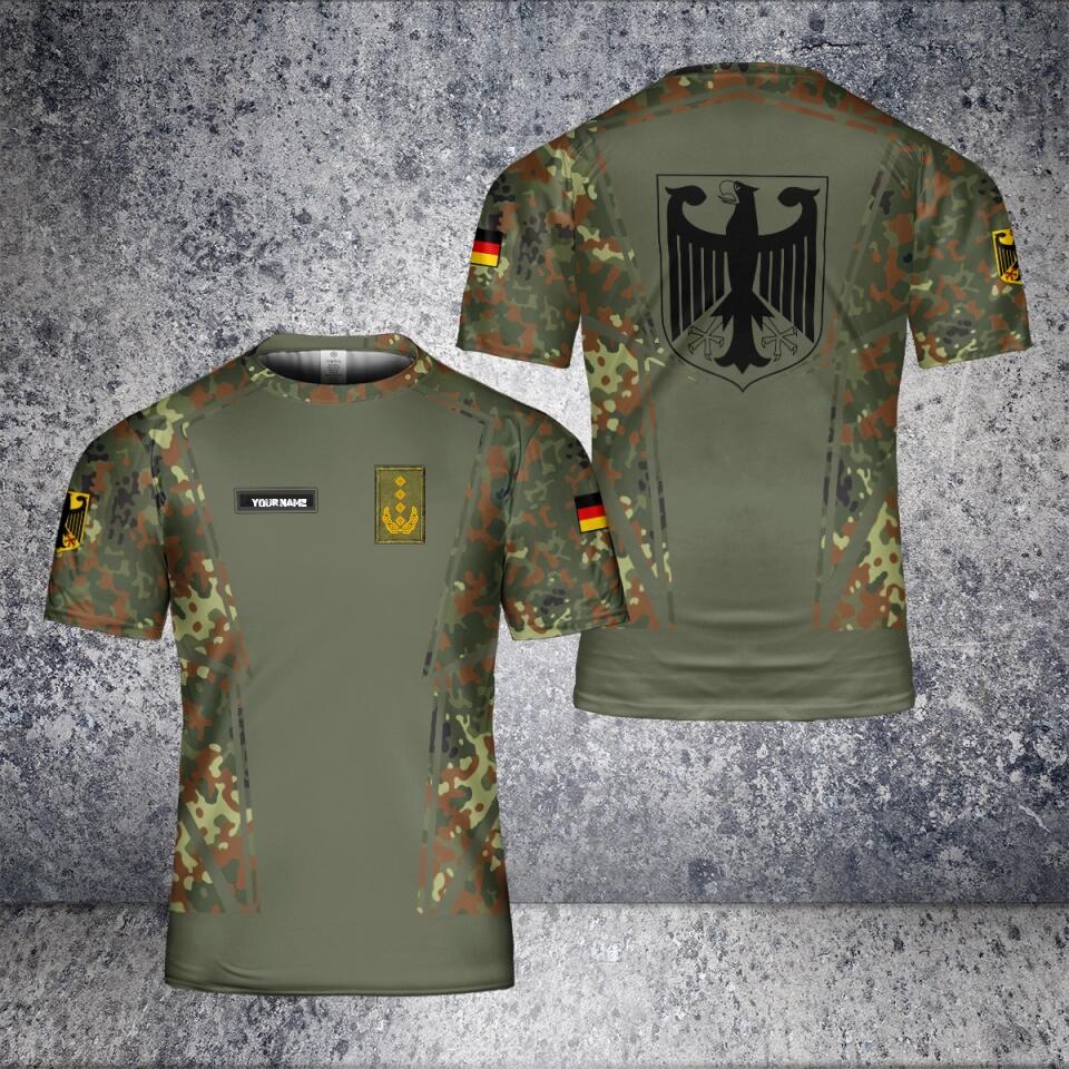 T-shirt personnalisé avec camouflage de soldat/vétéran allemand avec nom et grade imprimé en 3D - 0502240003