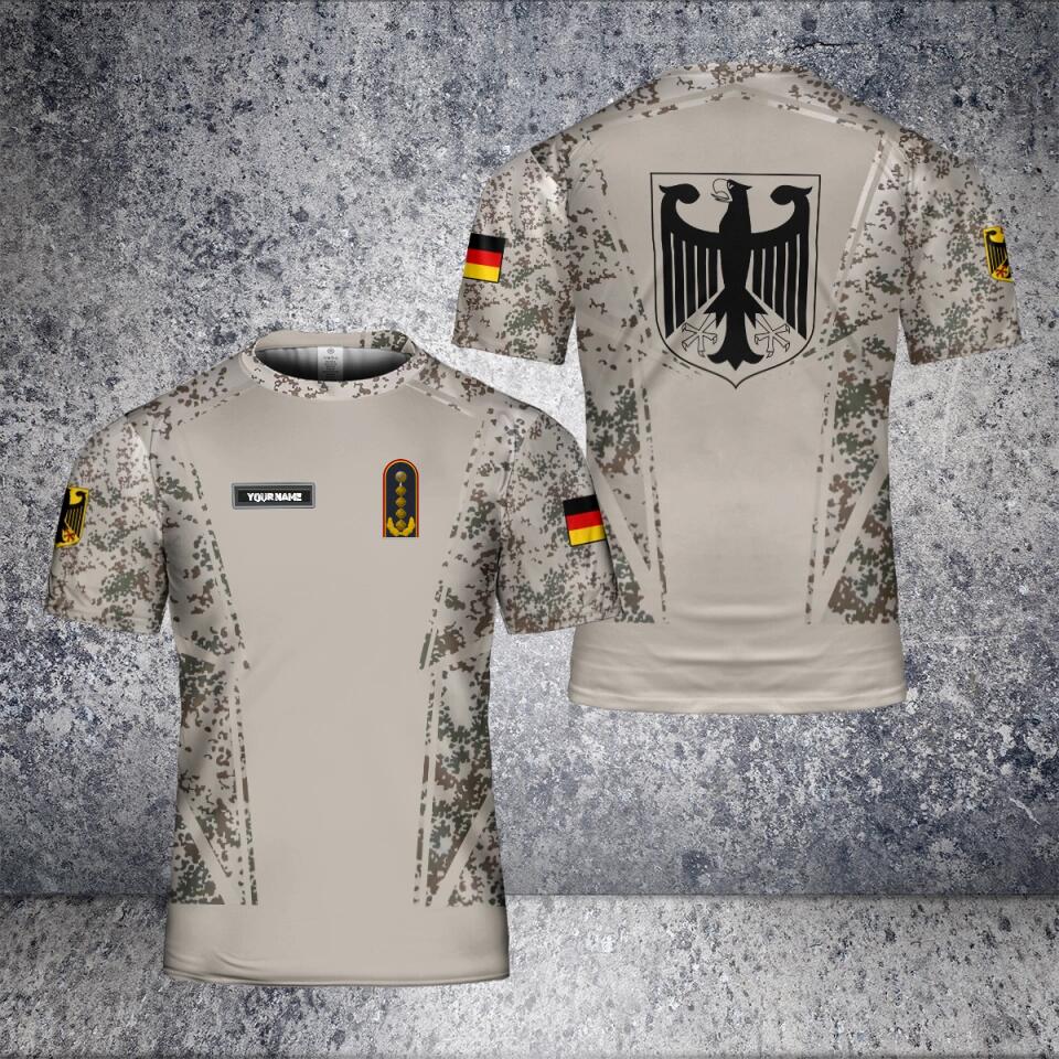 T-shirt personnalisé avec camouflage de soldat/vétéran allemand avec nom et grade imprimé en 3D - 0502240003