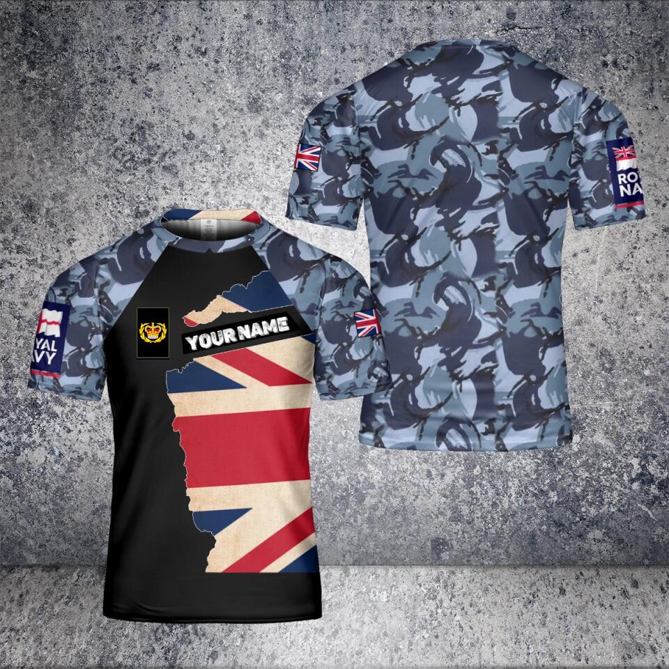 Personalized UK Solider/ Veteran Camo With Name And Rank T-Shirt 3D Printed - 1303230001