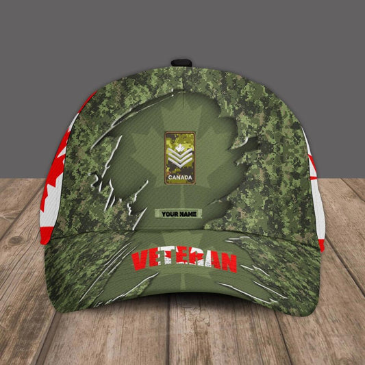 Personalized Rank And Name Canadian Soldier/Veterans Camo Baseball Cap - 0504230005