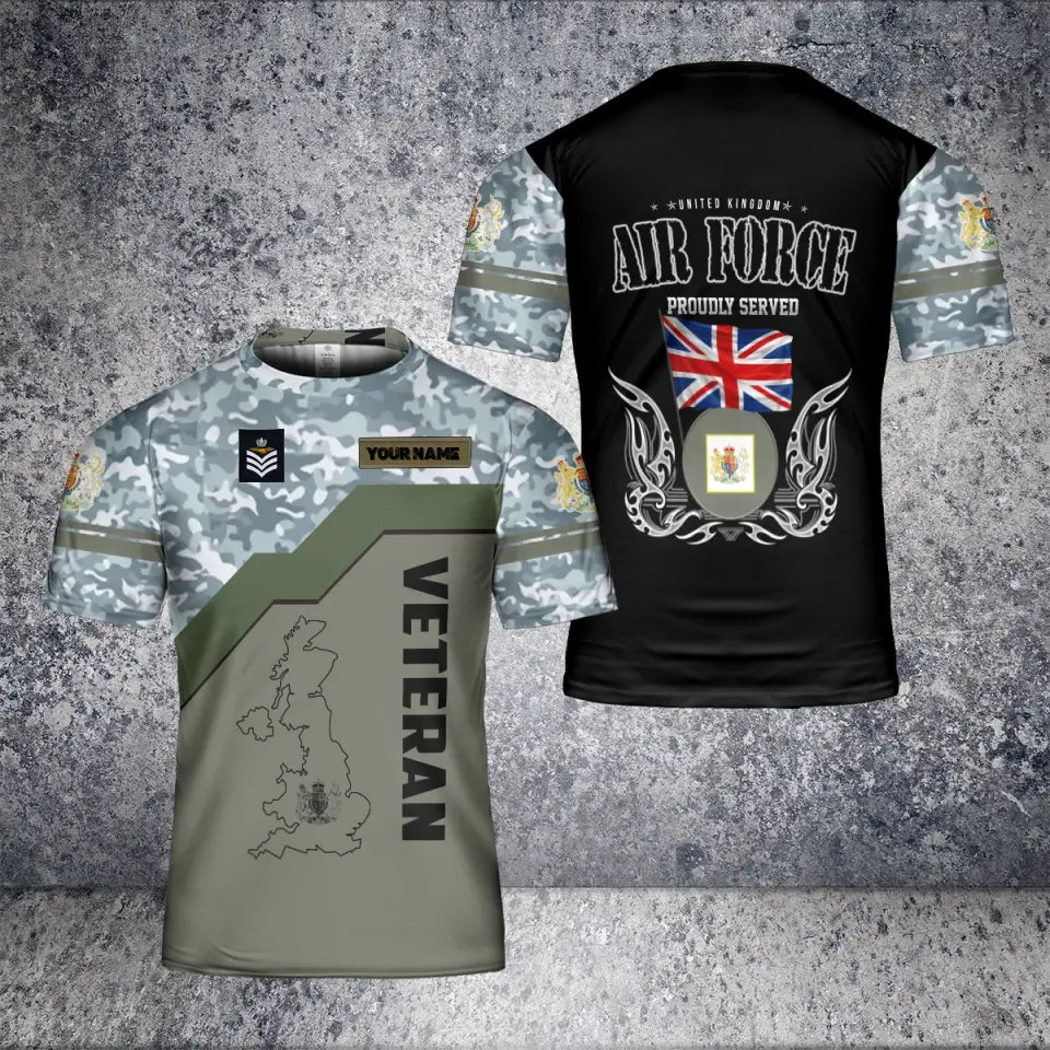 Personalized United Kingdom Solider/ Veteran Camo With Name And Rank T-Shirt 3D Printed - 0604230001