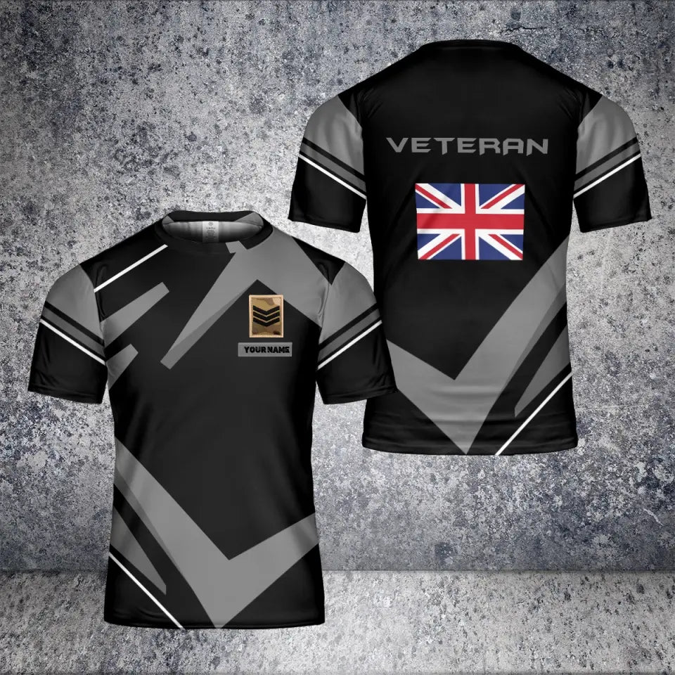 Personalized United Kingdom Solider/ Veteran Camo With Name And Rank T-Shirt 3D Printed - 1680739201