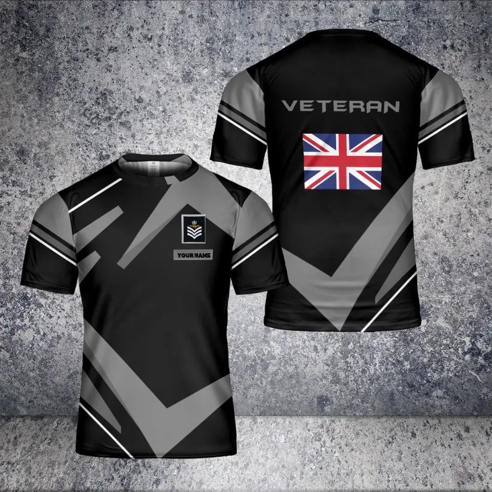 Personalized United Kingdom Solider/ Veteran Camo With Name And Rank T-Shirt 3D Printed - 1680739201