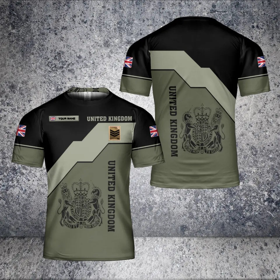 Personalized United Kingdom Solider/ Veteran Camo With Name And Rank T-Shirt 3D Printed - 1680739203