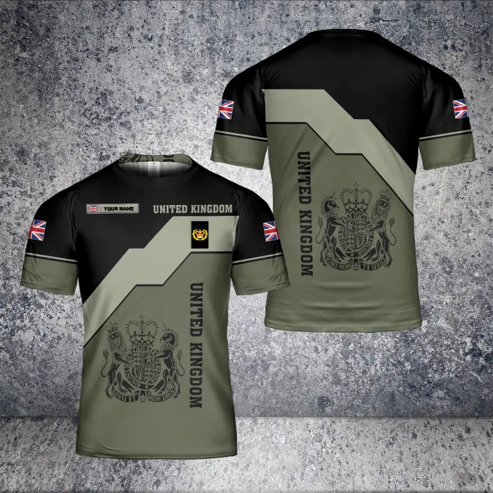 Personalized United Kingdom Solider/ Veteran Camo With Name And Rank T-Shirt 3D Printed - 1680739203