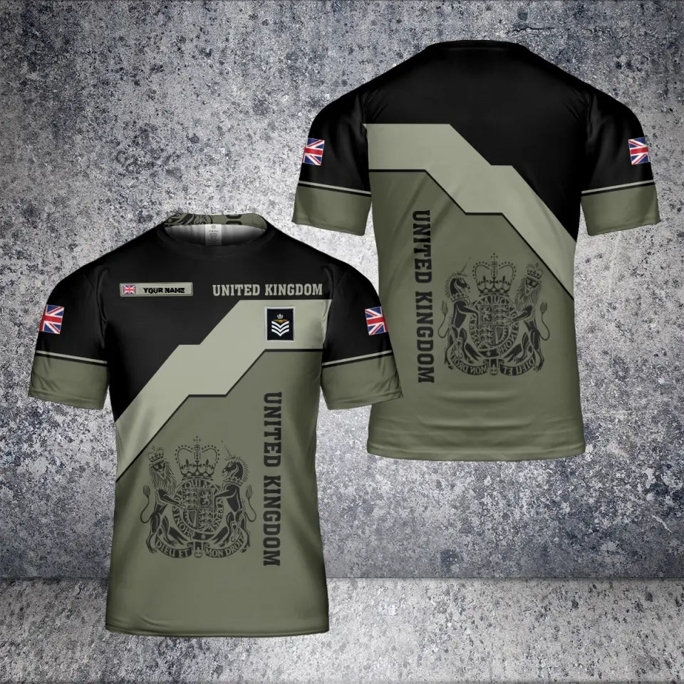 Personalized United Kingdom Solider/ Veteran Camo With Name And Rank T-Shirt 3D Printed - 1680739203