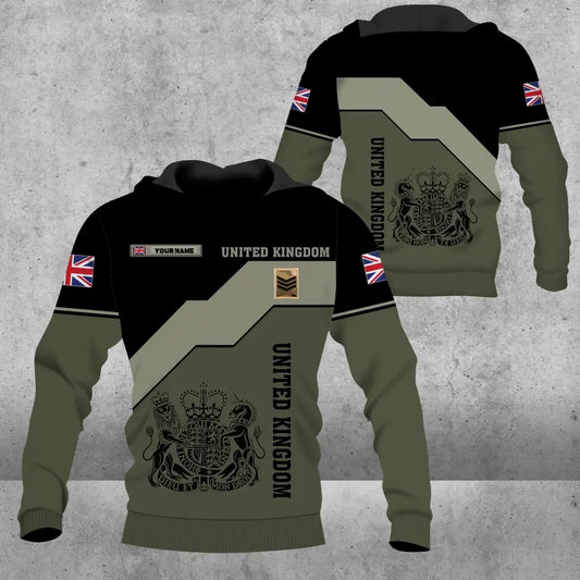 Personalized United Kingdom Solider/ Veteran Camo With Name And Rank Hoodie 3D Printed - 0604230004
