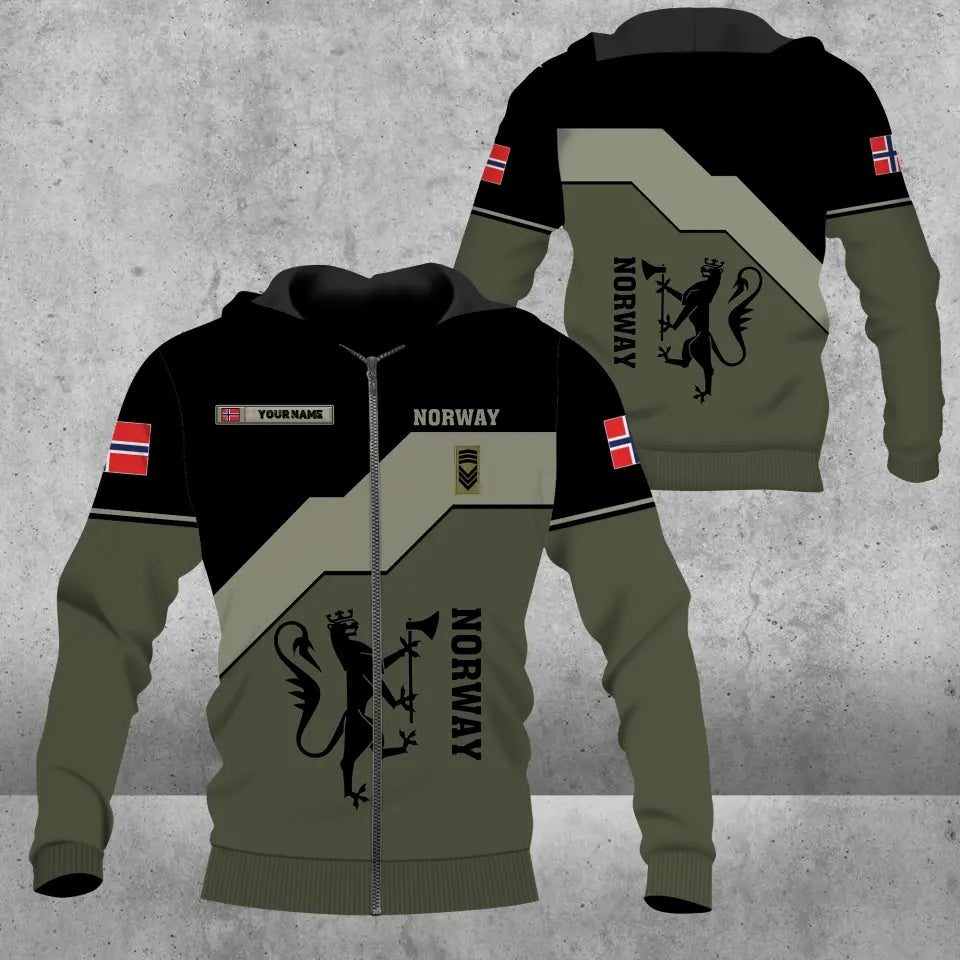 Personalized Norway Solider/ Veteran Camo With Name And Rank Hoodie 3D Printed - 0604230003
