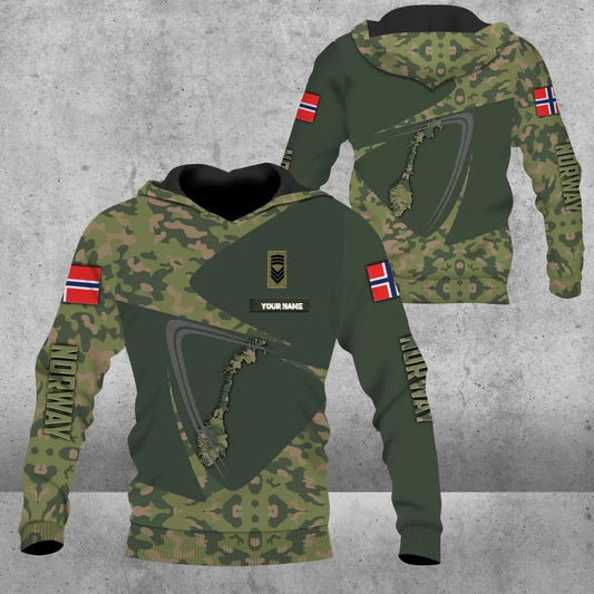 Personalized Norway Solider/ Veteran Camo With Name And Rank Hoodie 3D Printed - 0604230006