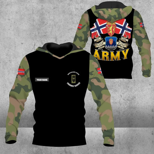 Personalized Norway Solider/ Veteran Camo With Name And Rank Hoodie 3D Printed - 0604230008