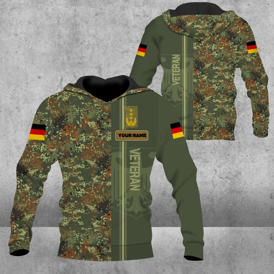 Personalized German Soldier/ Veteran Camo With Name And Rank Hoodie 3D Printed - 0604230005